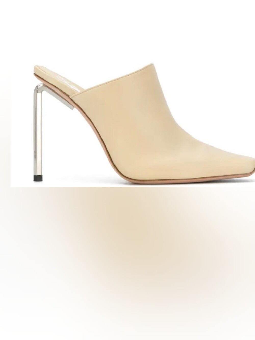 Off-White Allen Square-Toe Beige Stiletto Mule Sleek Slip-On Heel